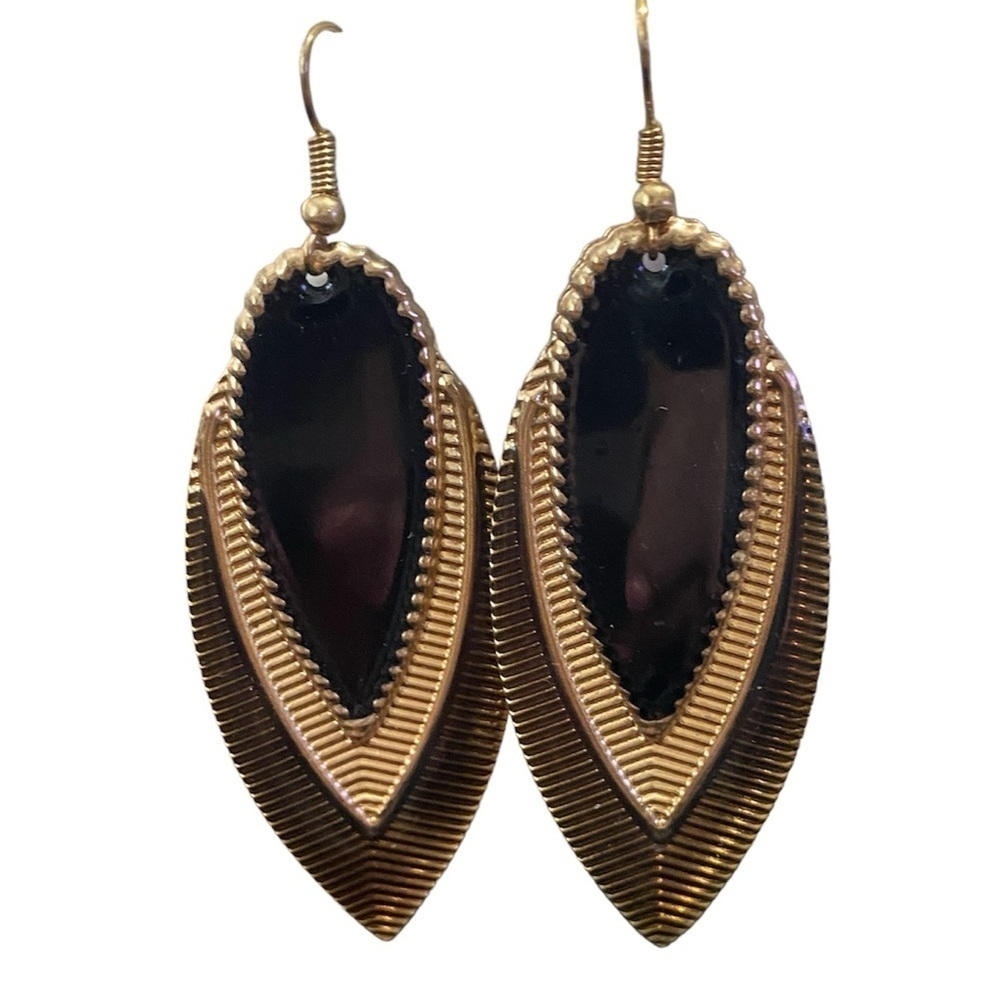 Black and Gold Lightweight Statement Earrings #138